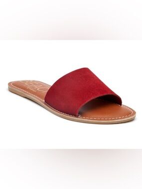 Women’s Red Suede Slide Sandal - Minimal Slide